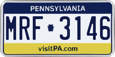 PA license plate MRF3146
