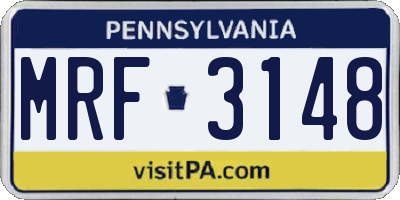 PA license plate MRF3148