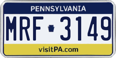 PA license plate MRF3149