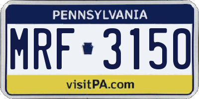 PA license plate MRF3150