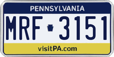 PA license plate MRF3151
