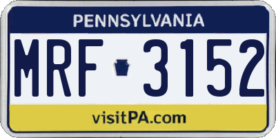 PA license plate MRF3152