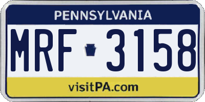 PA license plate MRF3158