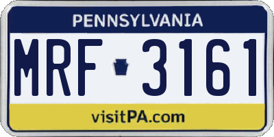PA license plate MRF3161