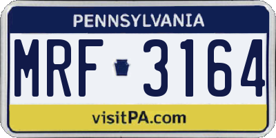 PA license plate MRF3164