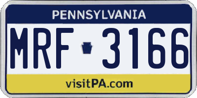 PA license plate MRF3166