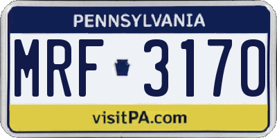 PA license plate MRF3170