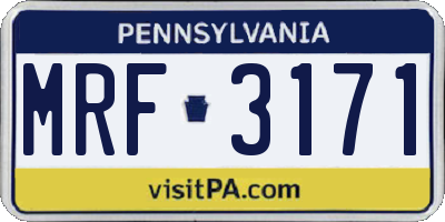 PA license plate MRF3171