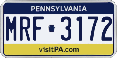 PA license plate MRF3172