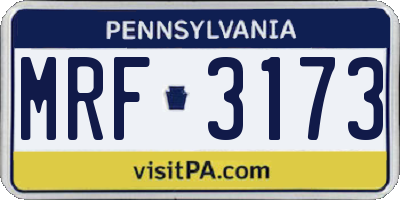 PA license plate MRF3173