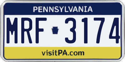 PA license plate MRF3174