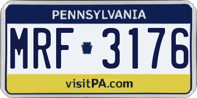 PA license plate MRF3176