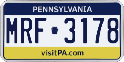 PA license plate MRF3178