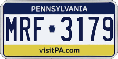 PA license plate MRF3179