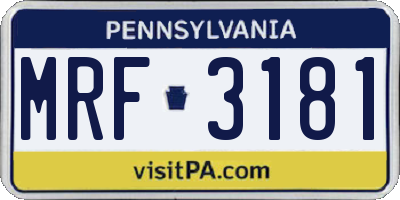 PA license plate MRF3181