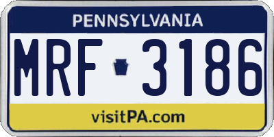PA license plate MRF3186