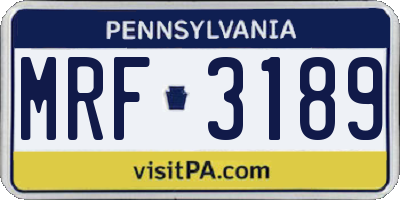 PA license plate MRF3189