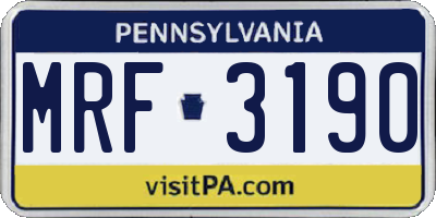 PA license plate MRF3190