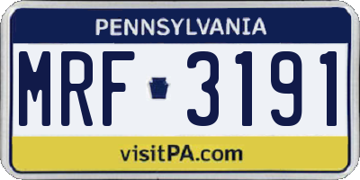 PA license plate MRF3191