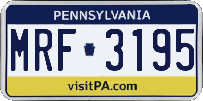 PA license plate MRF3195