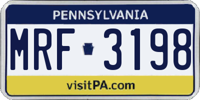 PA license plate MRF3198