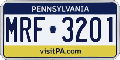 PA license plate MRF3201