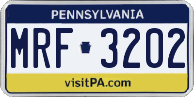 PA license plate MRF3202