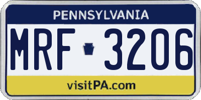 PA license plate MRF3206
