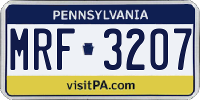 PA license plate MRF3207