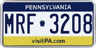 PA license plate MRF3208