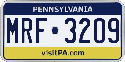 PA license plate MRF3209