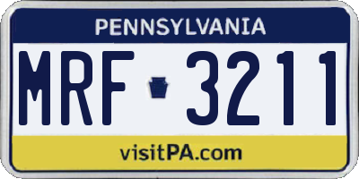 PA license plate MRF3211