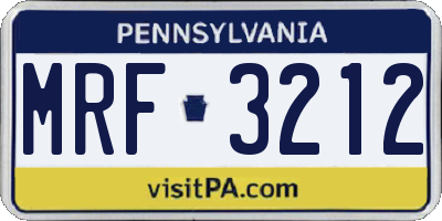PA license plate MRF3212