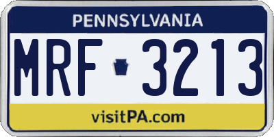 PA license plate MRF3213