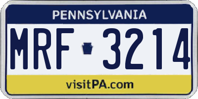 PA license plate MRF3214