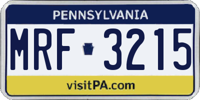 PA license plate MRF3215