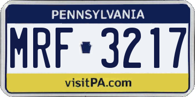 PA license plate MRF3217