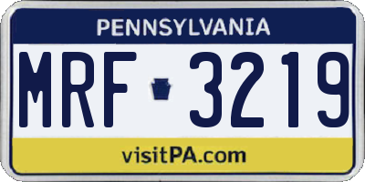 PA license plate MRF3219