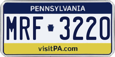 PA license plate MRF3220
