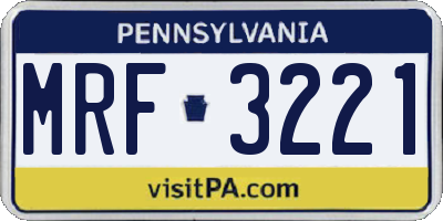 PA license plate MRF3221