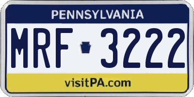 PA license plate MRF3222