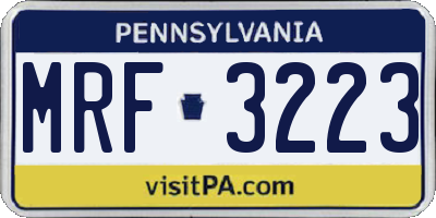 PA license plate MRF3223