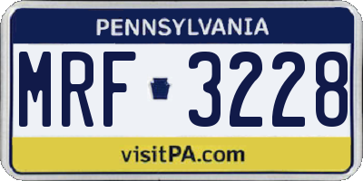 PA license plate MRF3228