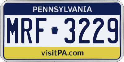 PA license plate MRF3229