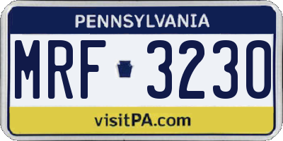 PA license plate MRF3230