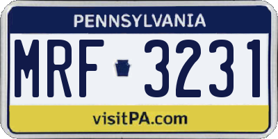 PA license plate MRF3231