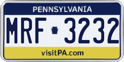 PA license plate MRF3232