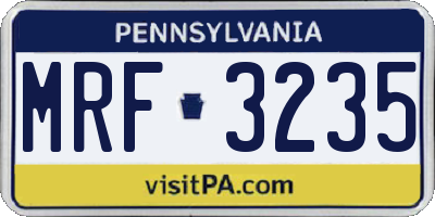PA license plate MRF3235