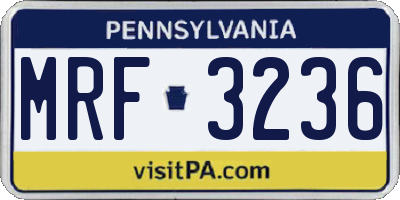 PA license plate MRF3236
