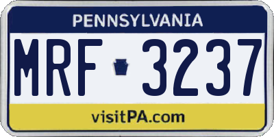 PA license plate MRF3237